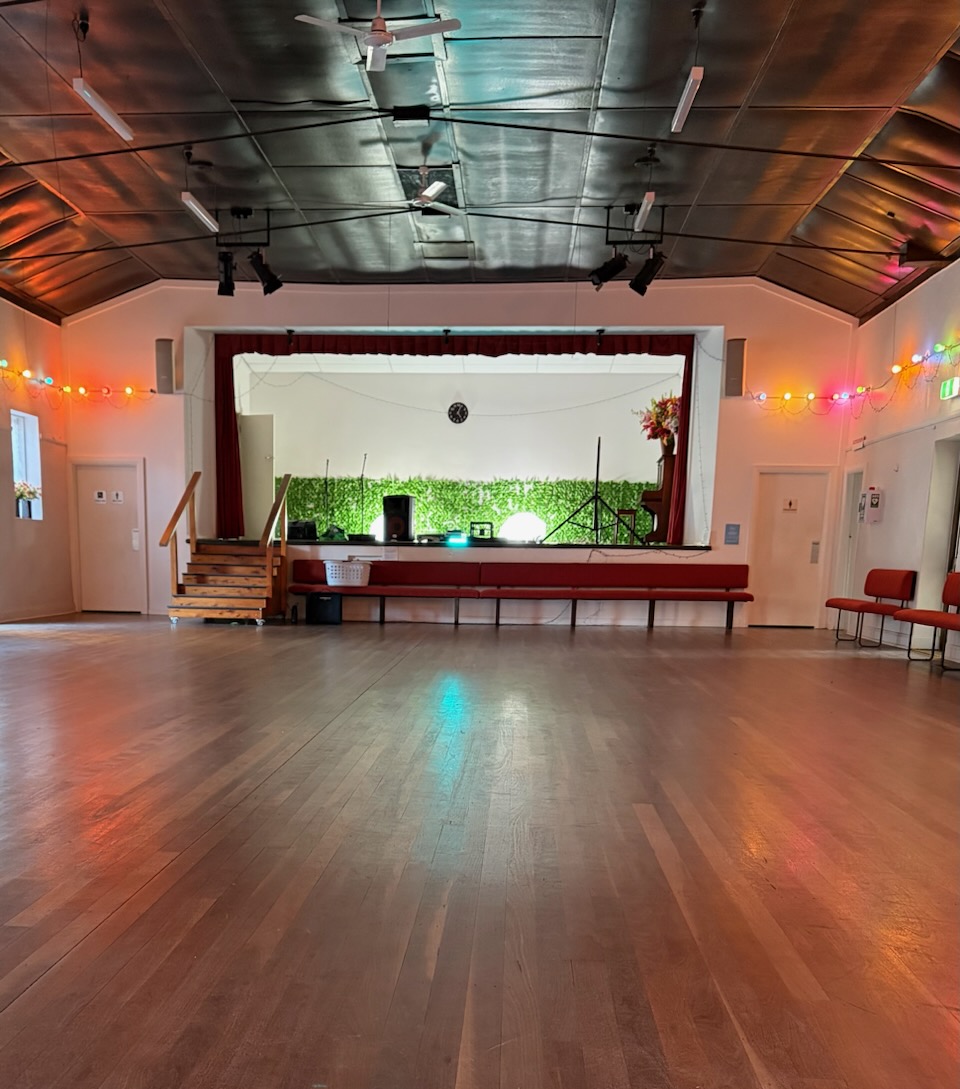 The hall prepared for a Sydney Bush Dance